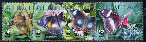 Аитутаки, Бабочки,  WWF, 2008, 4 марки